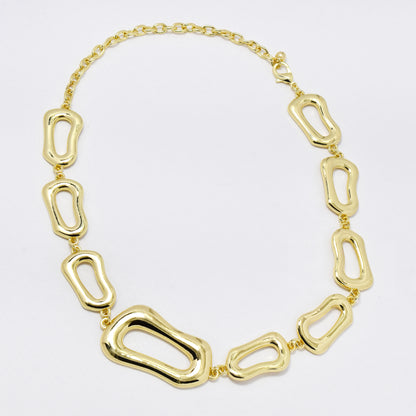 YN6319 - Fashion organic oval link statement necklace