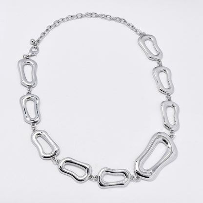 YN6319 - Fashion organic oval link statement necklace
