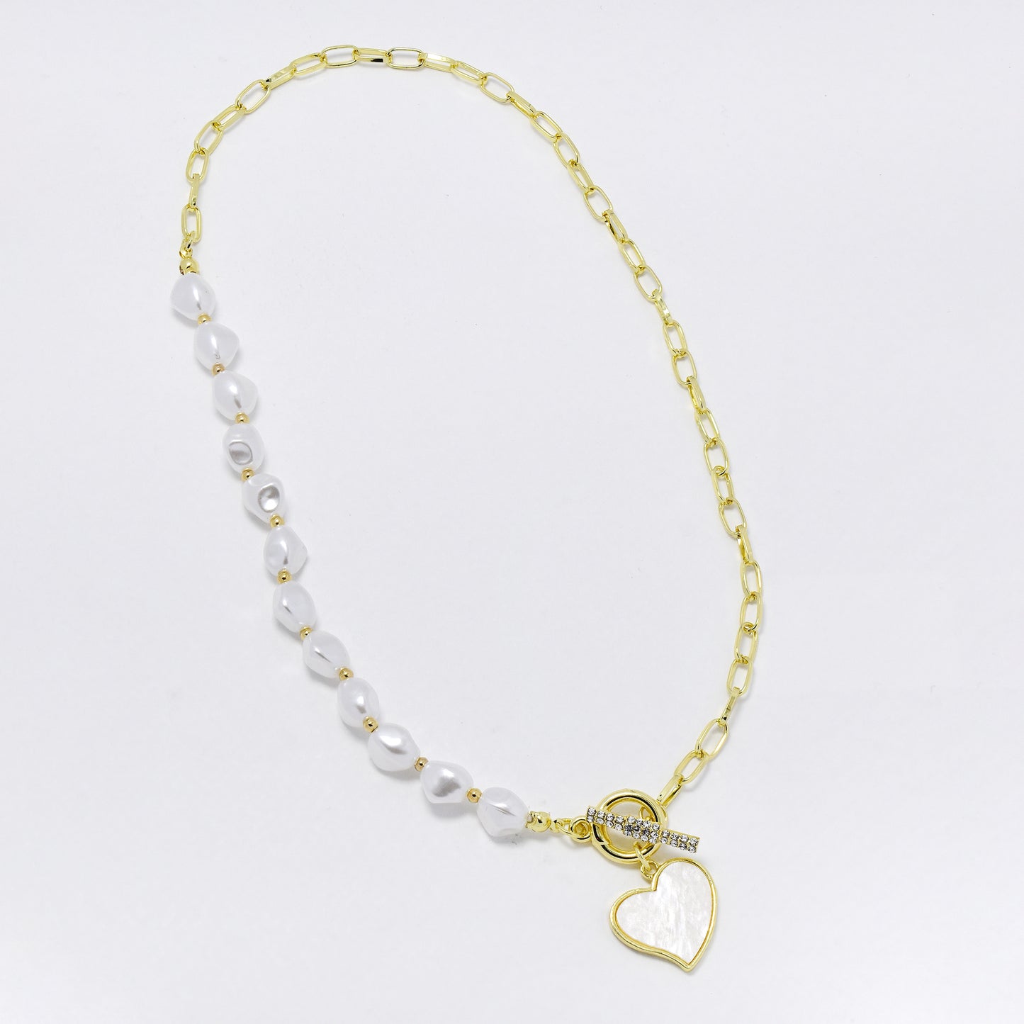 YN6321 - Fashion faux pearl & heart necklace