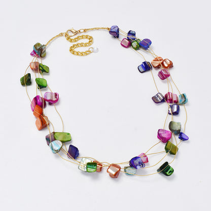 YN6359 - Fashion organically shaped colour stone necklace