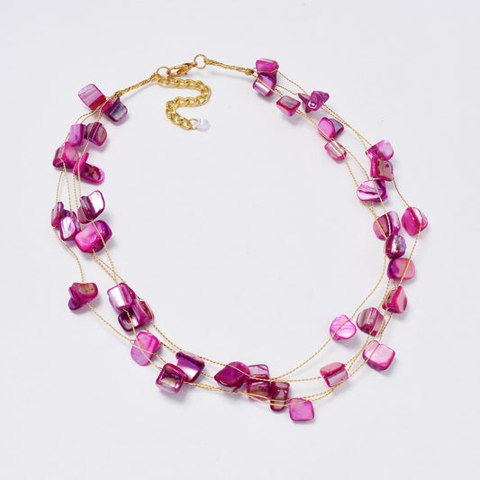 YN6359 - Fashion organically shaped colour stone necklace