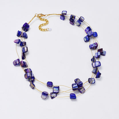 YN6359 - Fashion organically shaped colour stone necklace