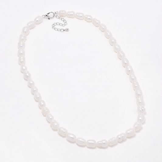YN6692  - Freshwater pearl necklace - 45cm + 4.5cm length, 8-10mm x 7mm pearls