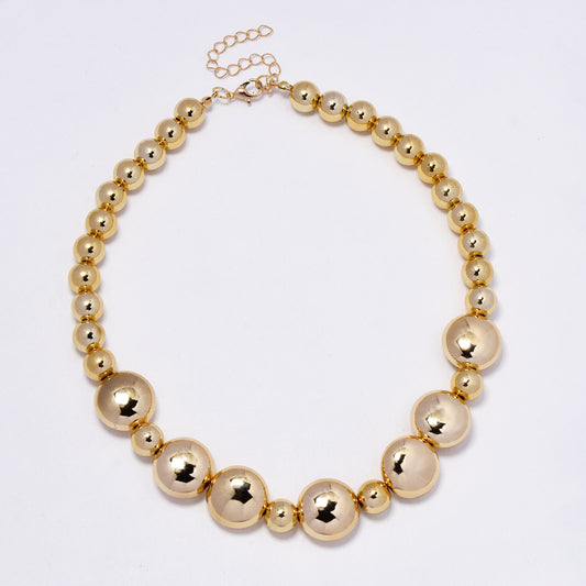 YN7513 - Statement  39cm + 6cm flat bead necklace