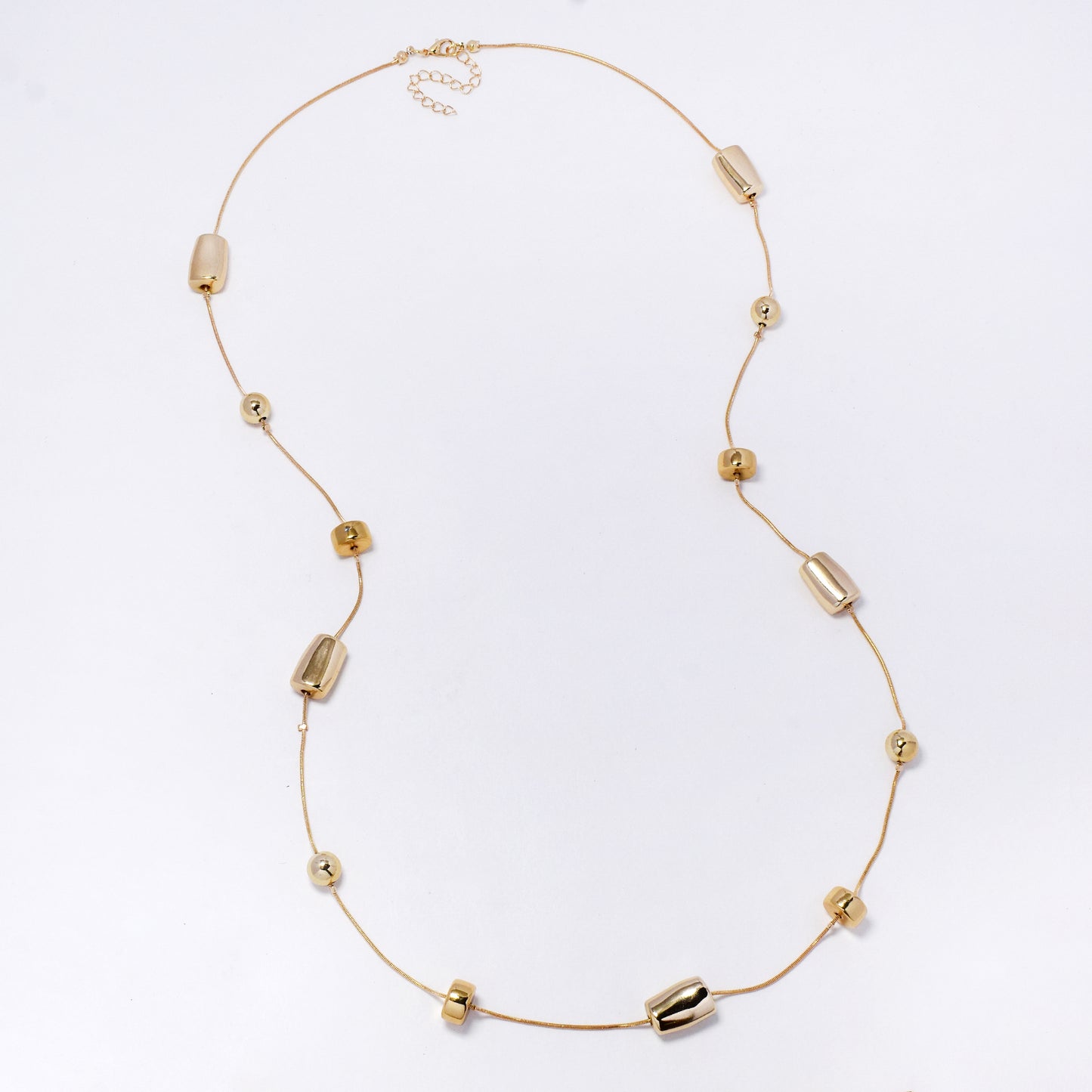 YN7515 - Longer length 92cm + 6cm mixed bead necklace