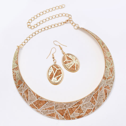 YST7800 - Fashion geometric print choker & earring set