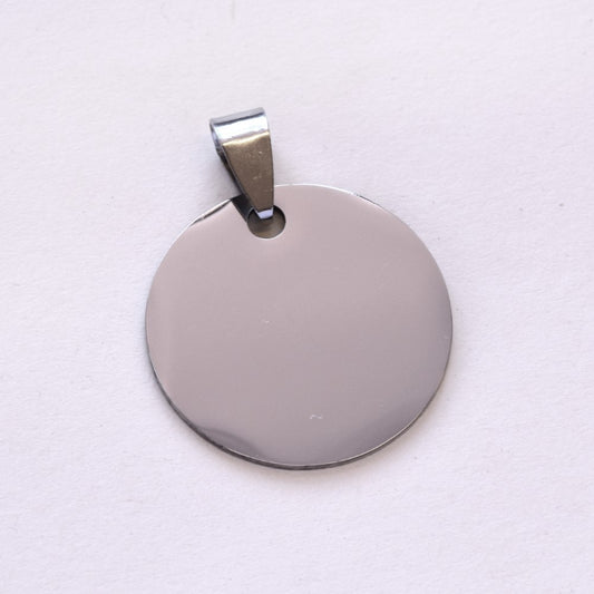 Buy 1 get 1 FREE - Stainless steel round  25mm disc pendant - SSYP4801