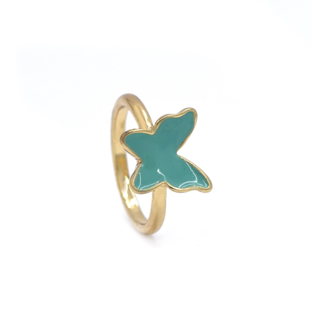Fashion turquoise enamel butterfly ring
