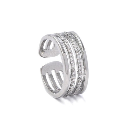 YR4323 - Premium brass centre cubic zirconia 4 bar ring