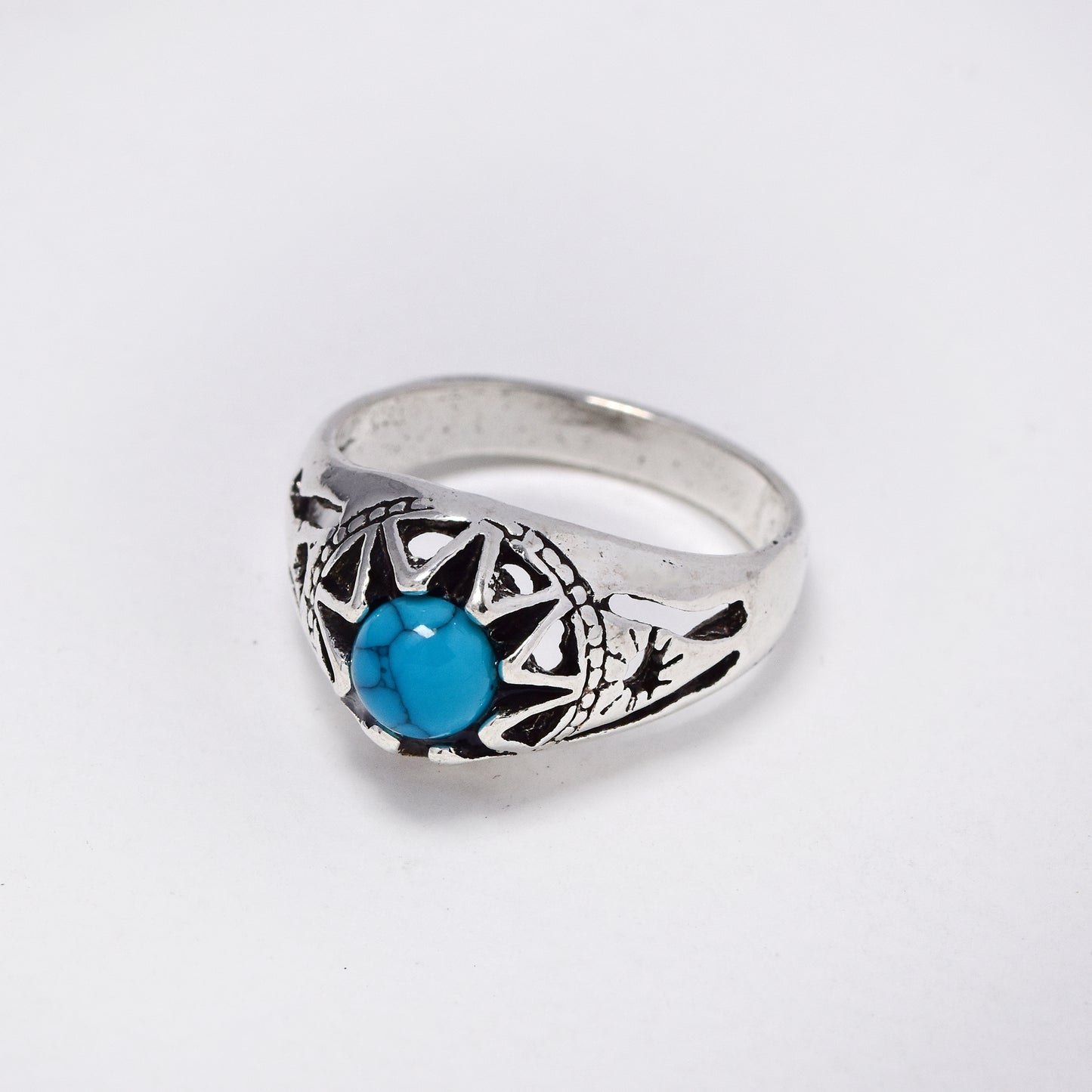 YR6790 - Fashion turquoise stone sun detail ring
