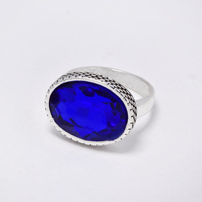 YR6791 - Fashion statement crystal checked rim ring