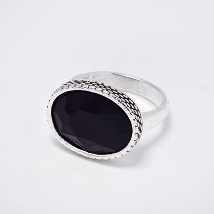 YR6791 - Fashion statement crystal checked rim ring