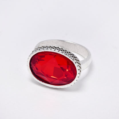YR6791 - Fashion statement crystal checked rim ring