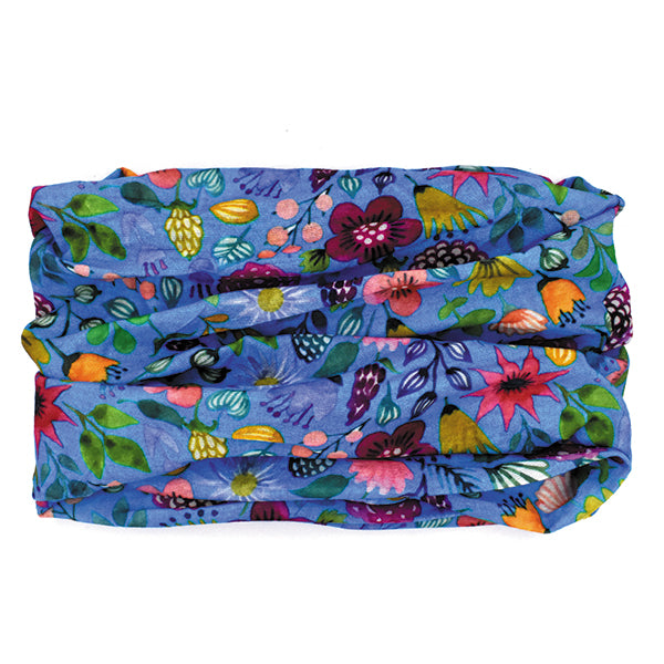 Multi colour flower and leaf print buff