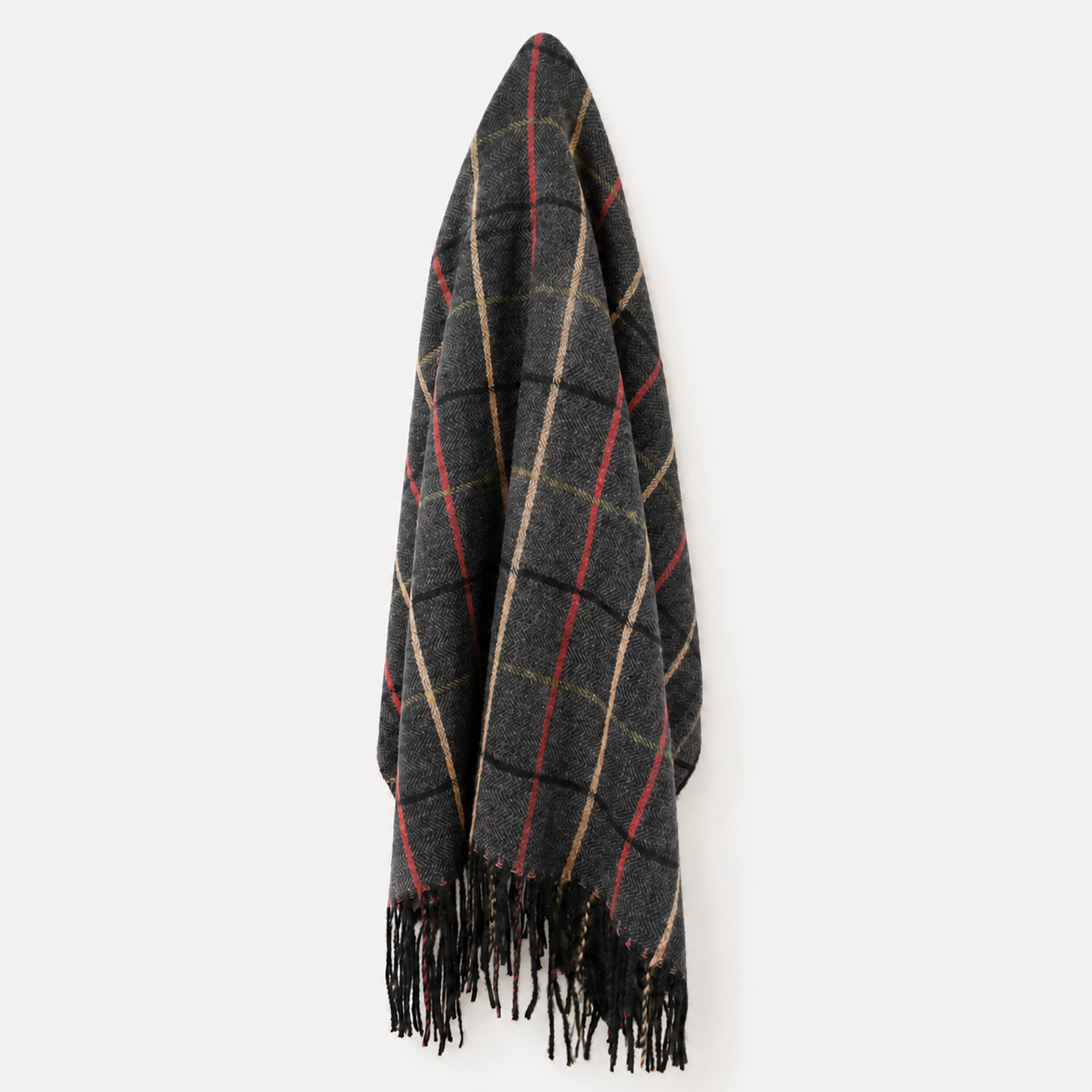 Fine check print tassel scarf 190cm x 75cm - YS3130