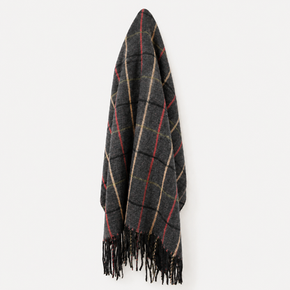 Fine check print tassel scarf 190cm x 75cm - YS3130