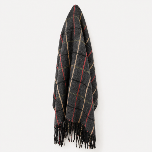 Fine check print tassel scarf - YS3130