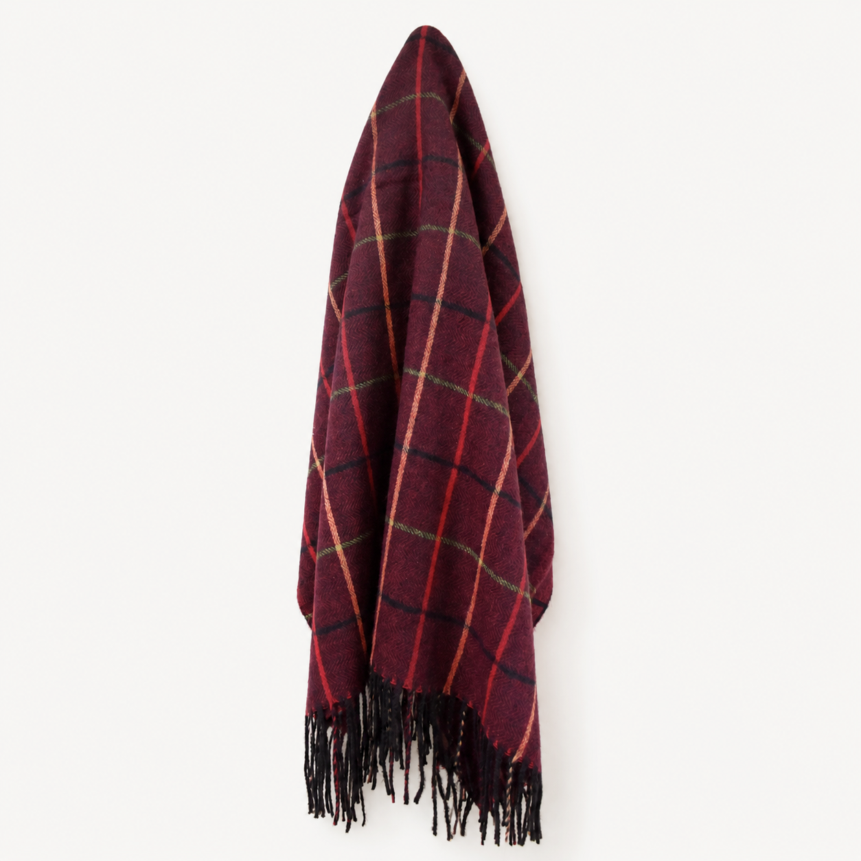 Fine check print tassel scarf 190cm x 75cm - YS3130