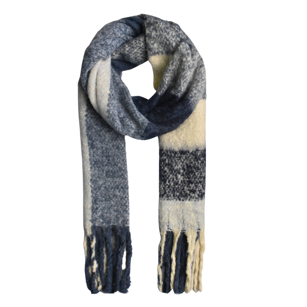 Oversized check woven tassel scarf - YS3133