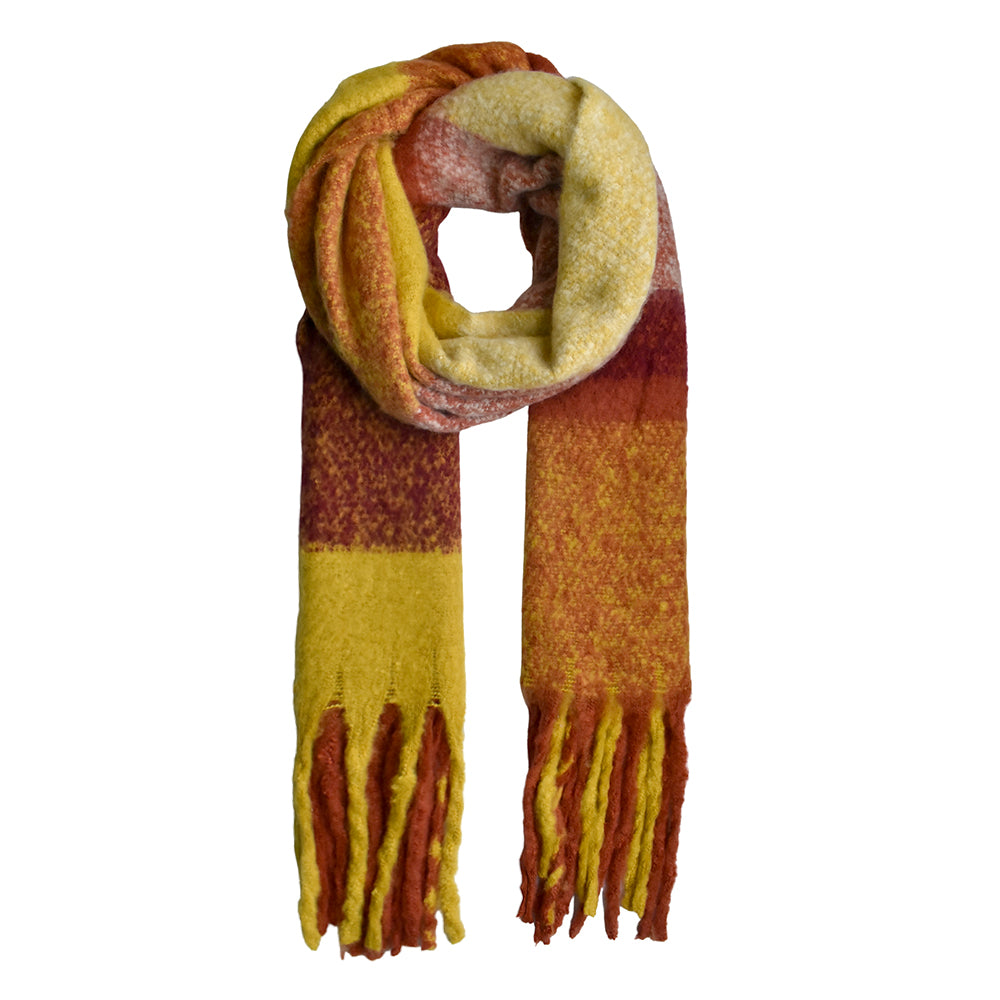 Oversized check woven tassel scarf - YS3133