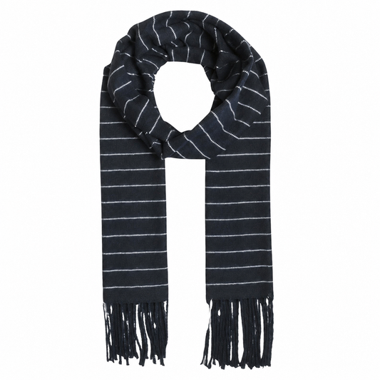 YS3233-BL - Linear fashion scarf - Blue