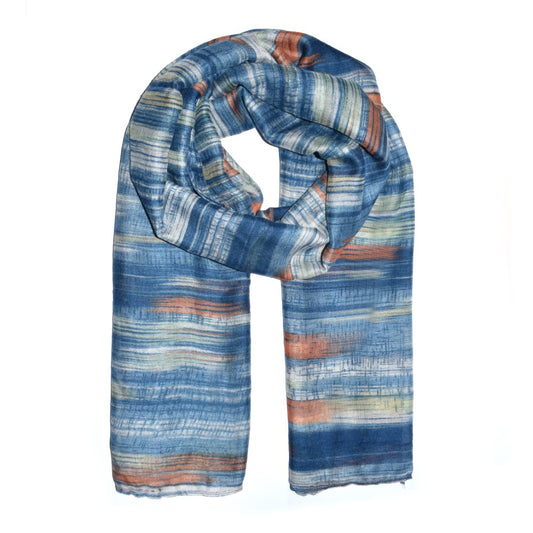 Light weight wintery tone scarf with linear print