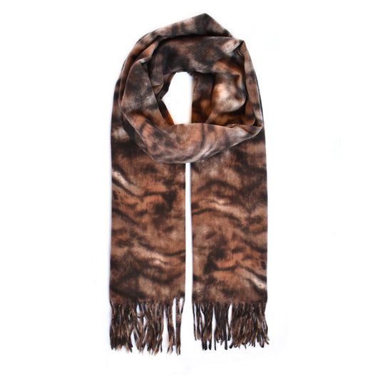 Luxuriously soft animal print scarf with tassels - YS4536R