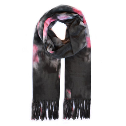Luxuriously soft tie dye design scarf with tassels - YS4537