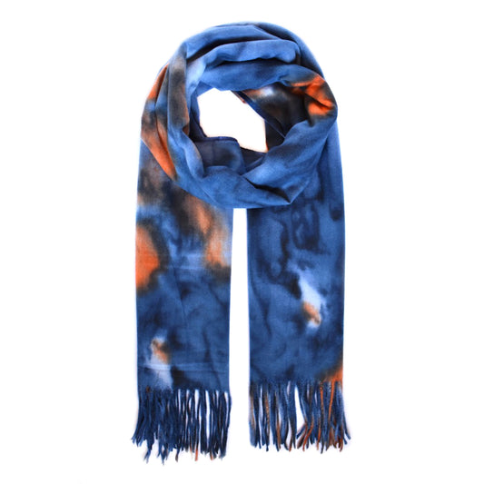 Luxuriously soft tie dye design scarf with tassels