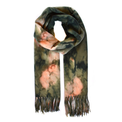 Luxuriously soft tie dye design scarf with tassels - YS4537