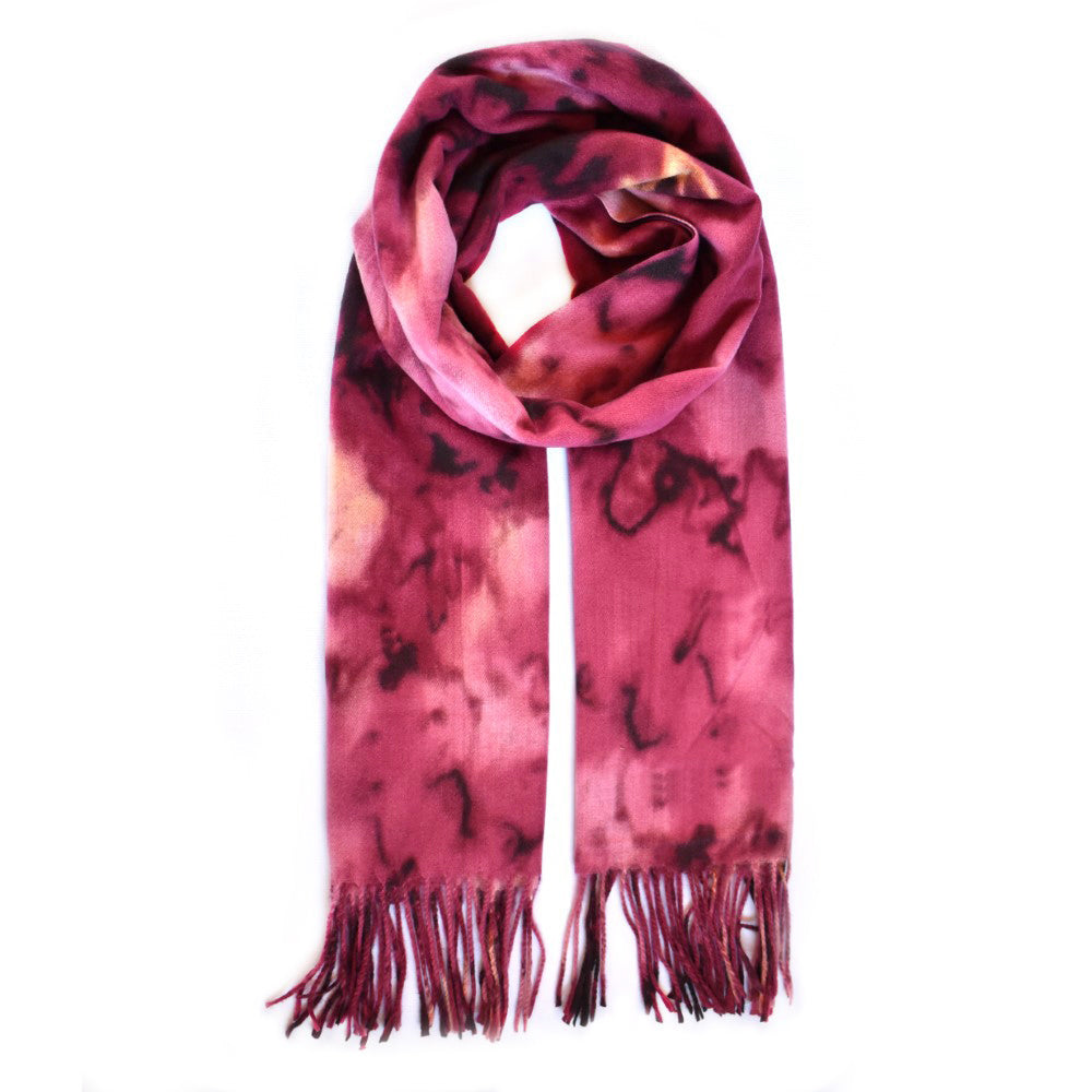 Luxuriously soft tie dye design scarf with tassels - YS4537