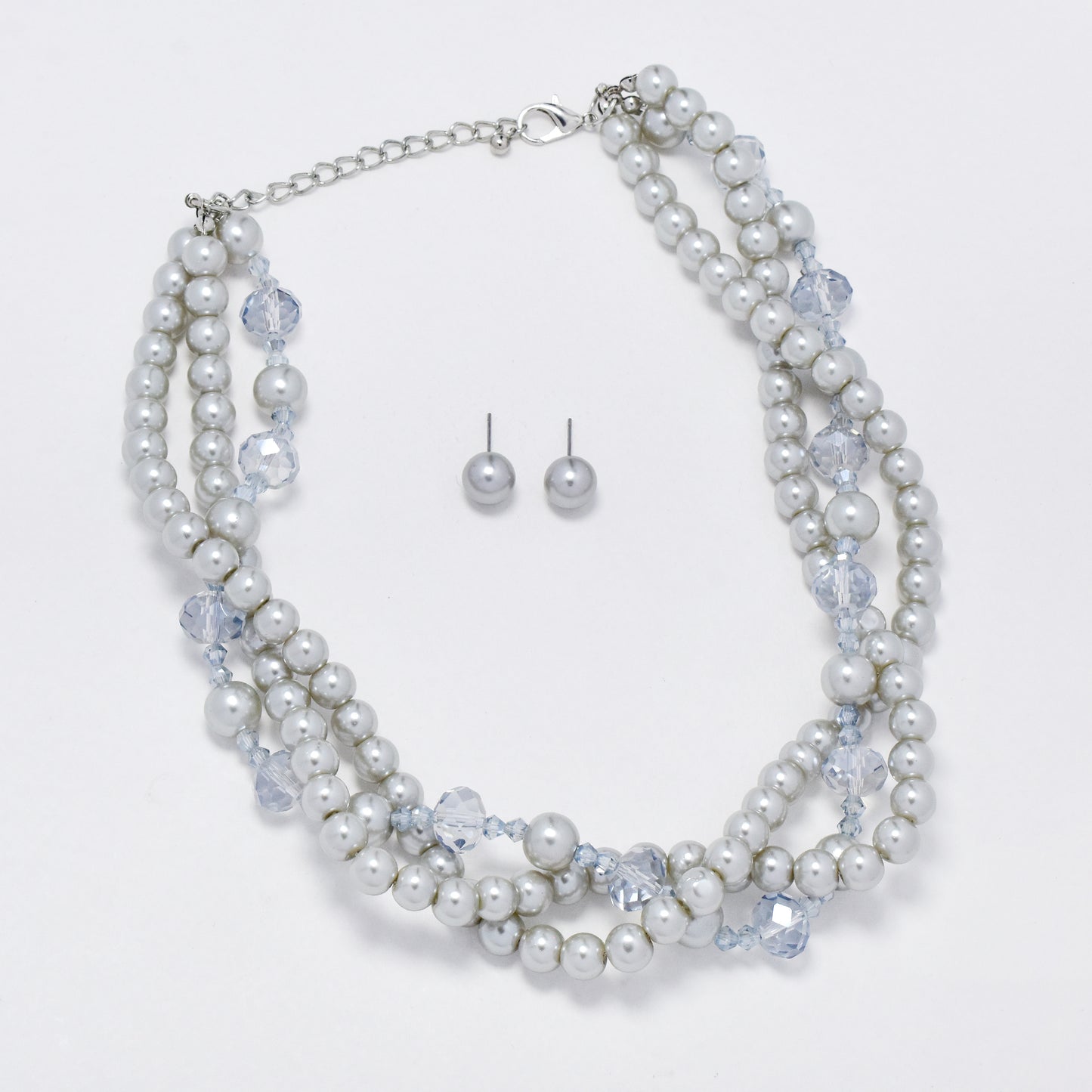 YST6323 - Fashion layered twisted faux pearl necklace & earring set