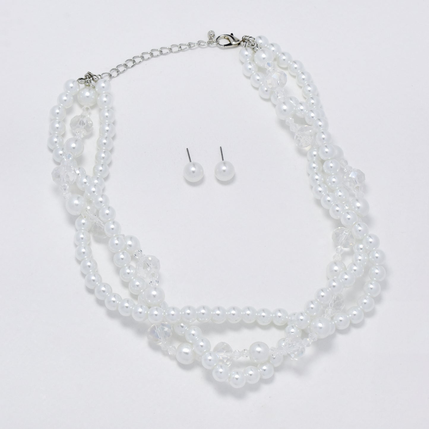 YST6323 - Fashion layered twisted faux pearl necklace & earring set