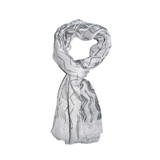 Grey zigzag print lightweight scarf