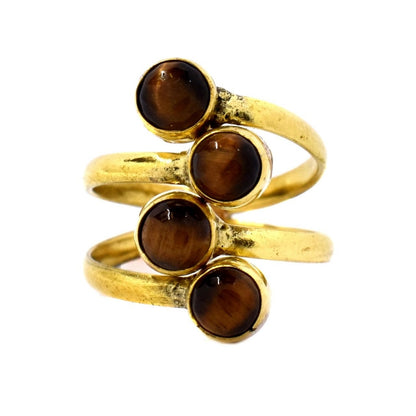 Brass stacked design gemstone free size ring - IFR508