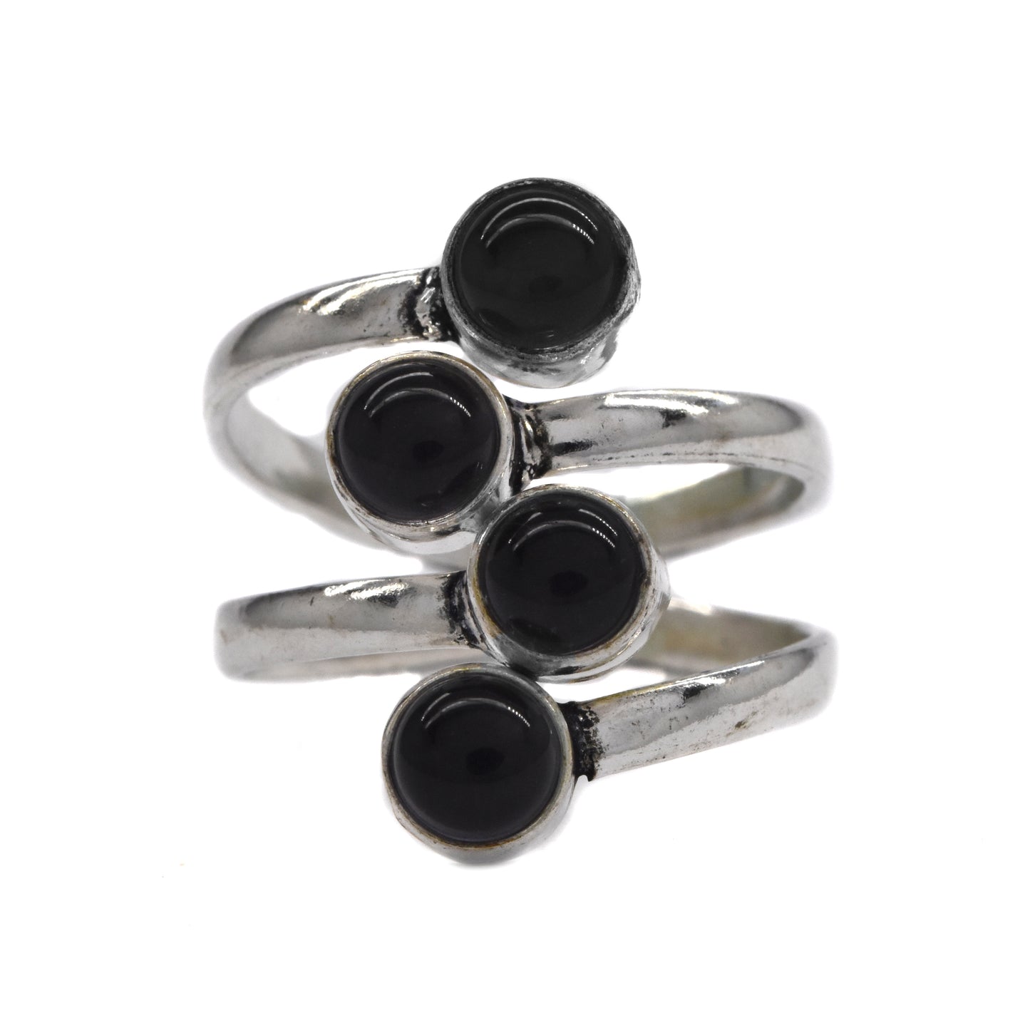 Brass stacked design gemstone free size ring - IFR508