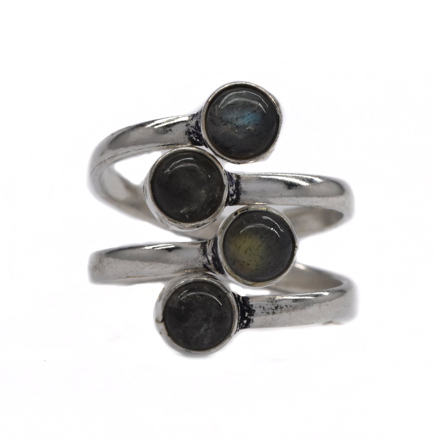 Brass stacked design gemstone free size ring - IFR508