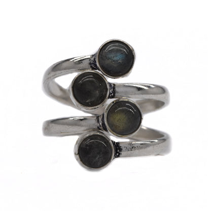 Brass stacked design gemstone free size ring - IFR508