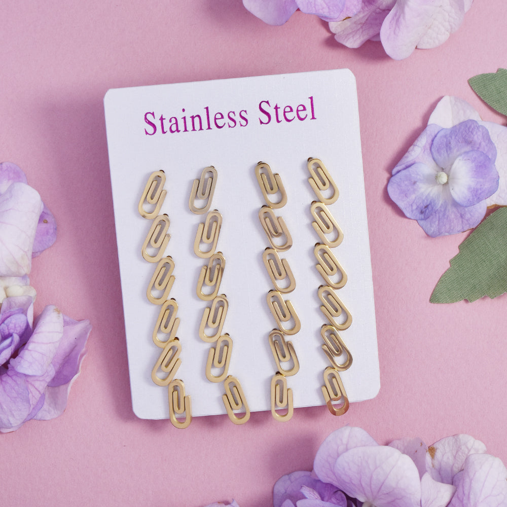 Stainless steel gold paperclip studs 12pk