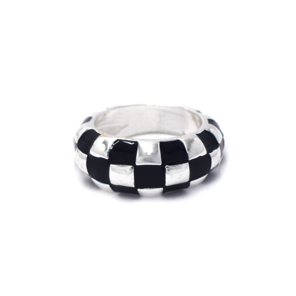 Domed black checker ring